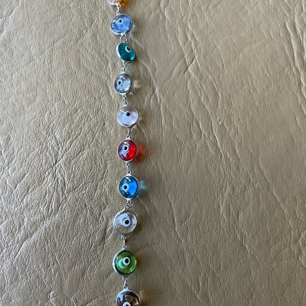 Sterling silver colorful evil eye bracelet - Picture 2 of 2